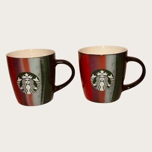 Starbucks Christmas Mug 2021 Vertical Paint 12 oz Lot of 2 Coffee Cup